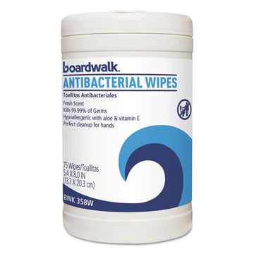 Boardwalk® Antibacterial Wipes, 8 X 5 2-5, Fresh Scent, 75-canister freeshipping - TVN Wholesale